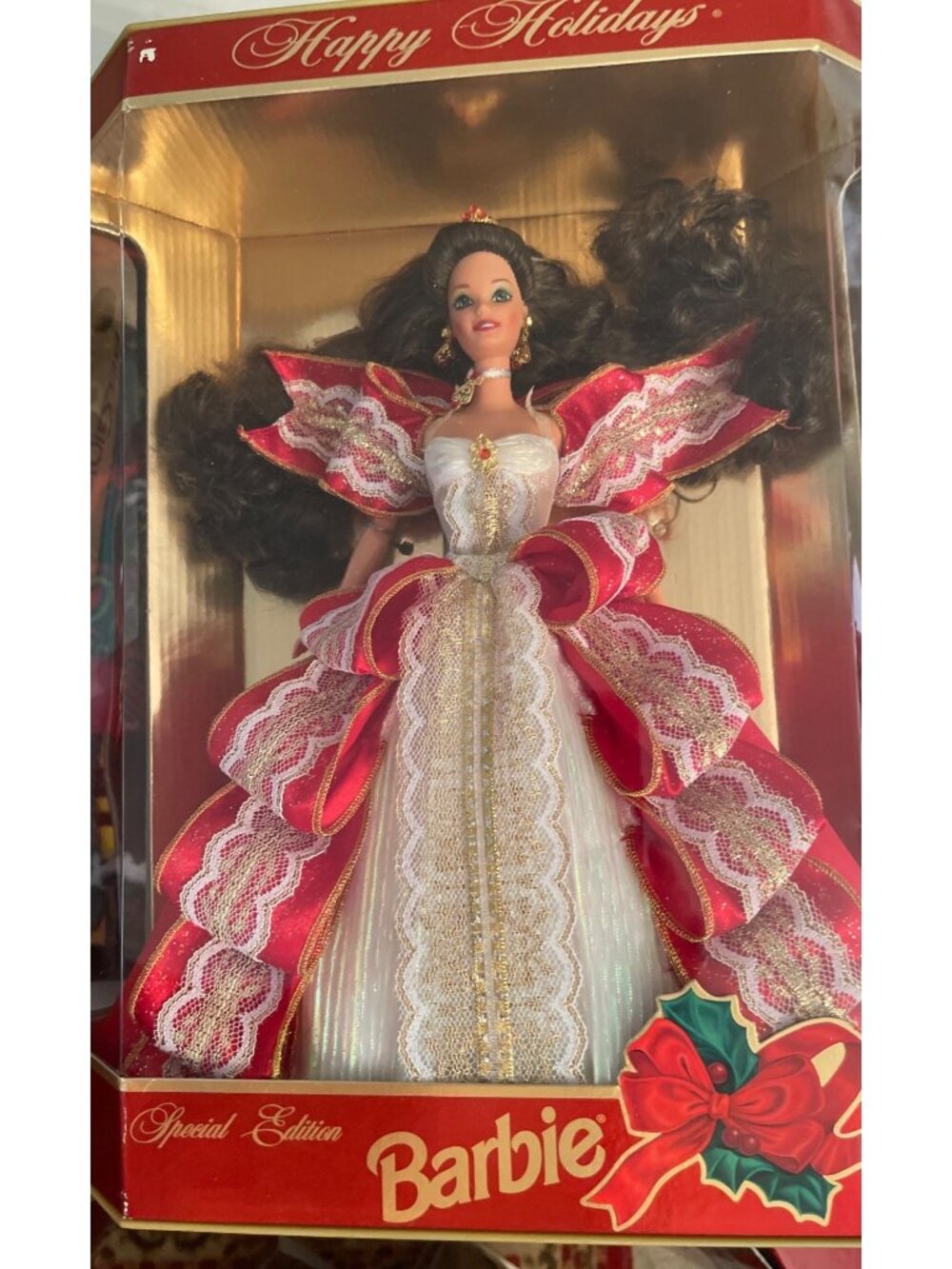 1997 Happy Holidays Barbie Brunette NRFB Special Edition 10th Anniversary 17832 - Picture 7 of 7